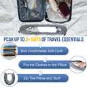 Stuffable Travel Pillow for Extra Luggage, Tube Neck Pillow, Soft Velvet Travel Neck Pillow Storage Bag with Adjustable Neck Size, Fits Up to 3 Days of Travel Essentials, Stuff-able, Transformable