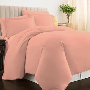 Pizuna Pure 100% Cotton Twin Duvet Cover Set, Luxurious 400 Thread Count Long Staple Cotton Sateen Weave with Button Closure (Combed Coral Pink Cotton Duvet Cover Twin)
