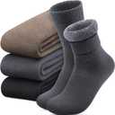 Reamphy 3 Pairs Thermal Socks for Men 6-13, Thick Warm Winter Outdoors Hiking Socks Mens