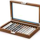Yesland Black Walnut Wood Display Box, 12 Slot Fountain Pen Organizer With Clear Glass Window, Luxury Collection Case for Shop, Home