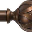 Antique Bronze Curtain Rods for Windows 48 to 84 Inches, 1" Adjustable Heavy Duty Antique Window Curtain Rod with European Vintage Floral Finial, Vintage Decorative Drapery Rods for Bedroom