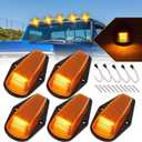 D-Lumina Amber Lens Roof Cab Marker Lights for Fo-rd F150 F250 F350 1973-1997, Amber LED Cab Roof Top Marker Running Lights Assembly, Pack of 5