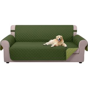 U-NICE HOME 4 Seater Sofa Cover 91 Inch Large Couch Covers for 4 Cushion Couch with Elastic Straps Water Resistant Furniture Protector Cover for Pets Cat (Sofa XX-Large, Huntergreen/Sage)