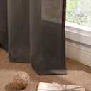 YoungsTex Brown Linen Semi Sheer Curtains 72 Inch Length for Living Room, Chocolate Light Filtering Drapes Privacy with Grommet for Dining Room Bedroom, 2 Panels, 52 X 72 Inch (Sliver-brown Color)