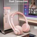 JIAMQISHI Wireless Headset with AI Noise Cancelling Microphone Bluetooth Headset - Bluetooth V5.2 Headphones with USB Dongle & Mic Mute for Computer/Laptop/PC/iPhone/Android/Cell Phones (Pink)