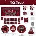 Maroon Themed 2026 Graduation Decorations Set - Congrats Grad Banner, Class of 2026 Backdrop, Balloons & Streamers Kit - Complete Party Supplies for High School & College Celebrations