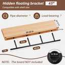 2pcs Heavy Duty Floating Shelf Brackets,43"x8"x1.0" Hidden Black Metal Fireplace Mantel Brackets，Invisible Floating Shelf Hardware for Heavy Duty Books and Wooden Shelves, Including Installation Kit
