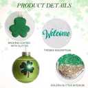 WDS WONDROUS 12-Piece St Patricks Day Ornaments Set, Mixed Size Shamrock Lucky Welcome Decor with Gold Glitter for Christmas Tree Home Party Spring Decor, Irish Glass Ball Hanging Decorations (Green & White & Gold)
