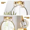 mavcadonf Bathroom Vanity Light Fixtures Over Mirror, 4 Lights Bathroom Vanity Lights, Brushed Gold Vanity Light, Modern Bathroom Lights with Cage Shade, Bathroom Wall Lamp for Mirror Kitchen Bedroom