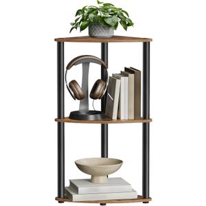 SONGMICS HOME Superfast Toolless Assembly, Corner Shelf Stand, 3-Tier Corner Standing Shelf, Living Room, Bedroom, Kitchen, 15 x 10.6 x 27.8 Inches, Rustic Brown ULBC620K01