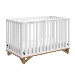 Storkcraft Santa Monica 5-in-1 Convertible Crib (White with Vintage Driftwood)  GREENGUARD Gold Certified, Modern Design, Two-Tone Baby Crib, Converts to Toddler Bed, Daybed and Full-Size Bed