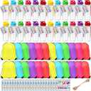 Domensi 48 Pcs End of Year Gifts Water Bottles Bulk and Drawstring Backpack Set with Cards 17oz Plastic Leakproof Drink Bottle Reusable for Summer Graduation Party Favors(Pastels,Slim Flip-top)