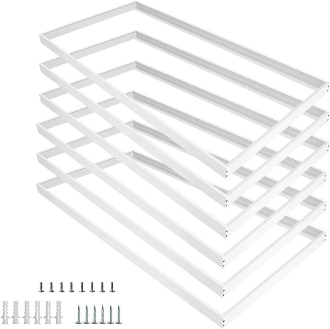 6 Pack 2x4 Surface Mount Kit for 2x4 LED Flat Panel Light - Aluminum 2'x4' ft Ceiling Frame Kit with Mounting Screws