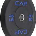 CAP 45lb Economy Olympic Bumper Plate, Single | Rubber construction, Medium bounce, Steel hub, 2-inch compatibility, Strength training and home gym use