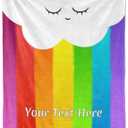 Custom Rainbow Cloud Blanket, Personalized Throw Blanket for Kids Boys, Fuzzy Soft Blanket Microfiber, 30"" x 40""