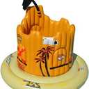 SWIMLINE Giant Inflatable Pirate Castle Pool Float For Kids And Adults Size| Floating Kingdom Raft Lounger Combo With Gate Shield Windows & Accessories For Pools Lakes Beach | Fits Up To 4 People