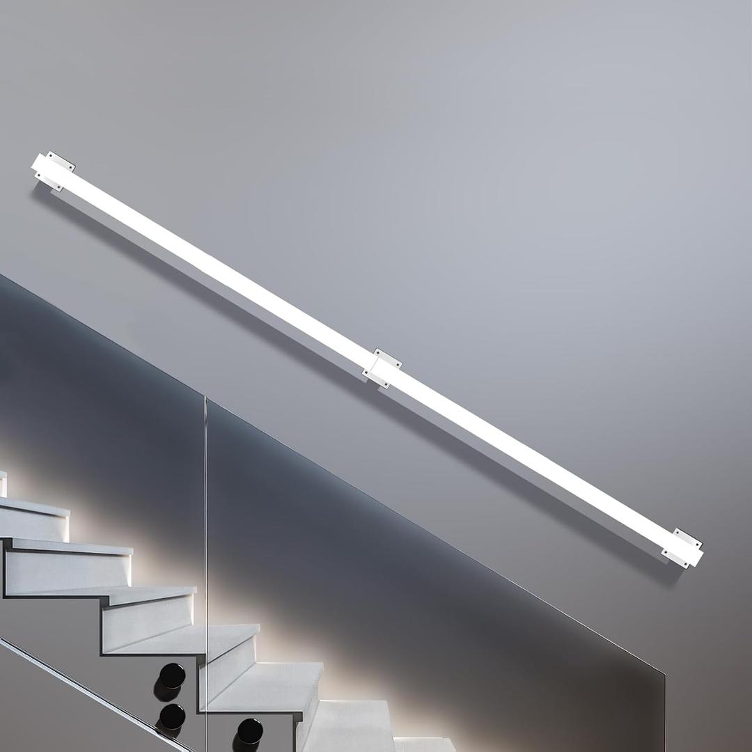 Handrails for Stairs Indoor, 5ft Stair Railing White Metal Staircase Hand Rails/Modern Wrought Iron Handrail, Industrial Wall Mounted Handrails Outdoor for Loft Porch Deck