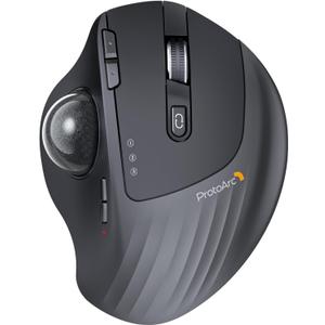 ProtoArc Wireless Trackball Mouse, EM01 NL Ergonomic Bluetooth Rollerball Thumb Rechargeable Computer Laptop Mouse, Adjustable Angle & 3 Device Connection for PC, Mac, Windows-Gray Ball