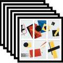 4x6 Picture Frame Collage Set of 6, Display 6 4x6 Picture Collage or 13x13 Photo Only Without Mat, Light Weight and High Transparent Frame for Wall - 6 Pack/Black/6-Openings