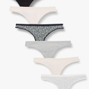 Amazon Essentials Cotton Thong Underwear for Women, Pack of 6 L