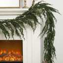 1 PCS 6 ft Christmas Cypress Cedar Garland - Artificial Real Touch Pine Needles Holiday Garland for Mantel Table Stairs - Winter Seasonal Indoor & Outdoor Decoration