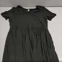 Women's 2026 Summer Short Sleeve Dresses Casual Loose Fit Swing T Shirt Dress V Neck Sundress with Pockets (Black, M)