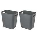UUJOLY Plastic Small Trash Can Wastebasket, Garbage Container Basket for Bathrooms, Laundry Room, Kitchens, Offices, Kids Rooms, Dorms, 3.5 Gallon, Dark Grey, 2 Pack (3.5 Gallon/2 Pack)