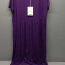 Tencede Womens Plus Size Maxi Dresses Summer 2025 Casual Short Sleeve with Pockets Long Dress 1X-5X (3X-Large, Dark Purple)