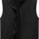 VtuAOL Men's Lightweight Softshell Vest Outdoor Quilted Vest Sleeveless Jacket for Travel Hiking Golf (Black, XXL)