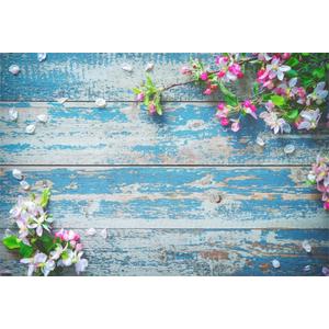 AOFOTO 5x3ft Flower Branch and Floral Petal on Old Wooden Board Backdrop Flat Lay Vintage Peeling Off Wood Floor Photography Background Grunge Hardwood Plank Infant Baby Portrait Props Vinyl Wallpaper