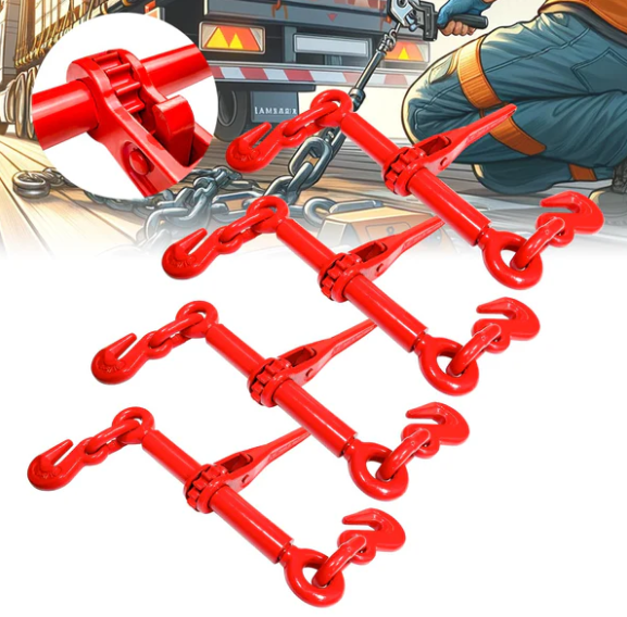 YATOINTO Ratchet Chain Binders 1/4'' - 5/16‘’ | 4 Pack Load Binder with 2 Grab Hooks | Tie Downs for Grade 70 Transport Chain | 2,600 Lbs. Safe Working Load- Heavy Duty Ratchet Binders for Towing