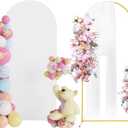 Putros 6ft Metal Arch Stand with Cover White Spandex Fitted Wedding Arch Cover and Round Top Chiara Backdrop Set for Birthday Party Baby Shower Decoration