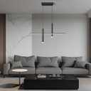 Modern LED Linear Pendant Light with Dual Spotlights Dimmable 6000K Pendant Lights Kitchen Island Ceiling Hanging Black Chandeliers for Dining Room Table Kitchen Living Room Bedroom(L31.5in)