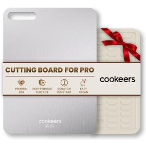 Stainless Steel Cutting Board for Kitchen - Non Toxic Metal Chopping Board Odor-resistant Food Grade Kitchen Cutting Boards 13.5"L x 10"W Dishwasher Safe