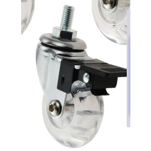 Castor Wheel 2-inch 8 * 15 Screw Brake Transparent Wheel Screw Threaded Stem Casters Office Chair Caster Wheel Clear Swivel Casters with Brake for Sofa Chair Cabinet Casters Wheels