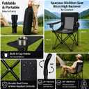 2 Pack Portable Folding Camping Chairs with Adjustable Umbrella, Lightweight Beach Chairs for Fishing, Sports Events & Lawn (Black Grid)