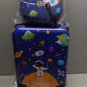 GYMAX 2Pc Kid Carry On Luggage Set, 12" & 18" Kids Suitcase with 4 Spinner Wheels, Travel Rolling Trolley