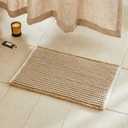 TYUU Waffle Bath Mat, Boho Bathroom Rugs Non Slip Washable Super Absorbent Quick Dry Bath Mat Farmhouse Bathroom Decor, 30"x20" Khaki and White
