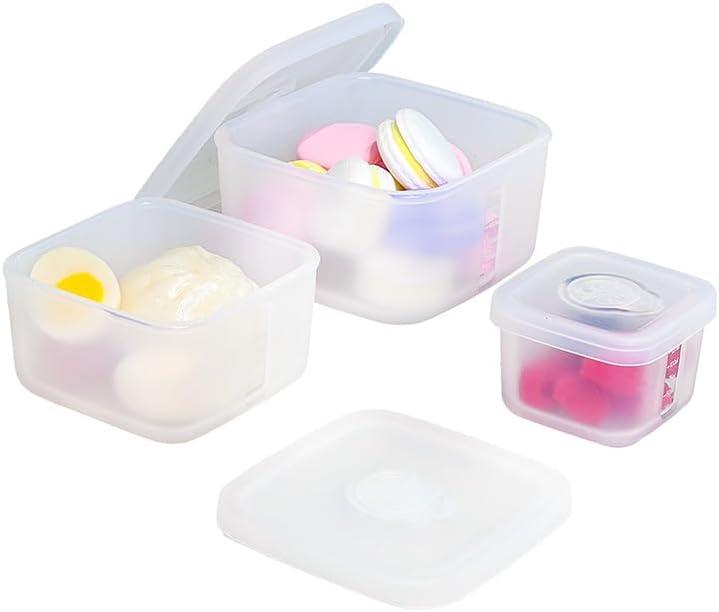 OTB Set of 3 Reusable Silicone Containers Clear, Nesting Leak-free Silicone Food Storage Boxes, BPA Free, Airtight, Dishwasher and Freezer Safe (Clear L+M+S)