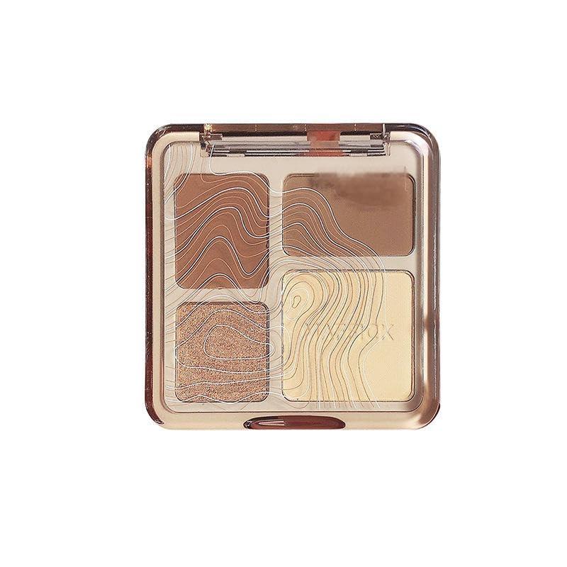 4-in-1 Face Contour Palette, Matte and Shimmer Shades with Highlighter, Brown and Beige(2 Pack)
