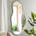 Large Irregular Mirror, 47.2"x21.4" Asymmetrical Wall Mirror, Unique Shaped Mirrors, Modern Frameless Abstract Mirrors for Living Room Bathroom Bedroom Entryway Fireplace
