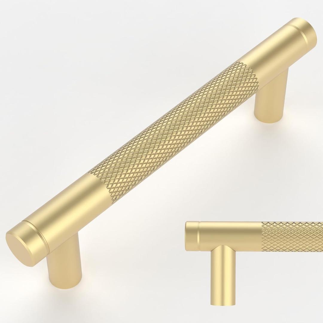 Amerdeco 10 Pack Gold Knurled Cabinet Pulls 3.75 Inch Center to Center Kitchen Cabinet Handles for Drawer Dresser, Cupboard and Wardrobe ZH0031 Amerdeco 10 Pack Gold Knurled Cabinet Pulls 3.75 Inch Center to Center Kitchen Cabinet Handles for Drawer Dresser, Cupboard and Wardrobe ZH0031