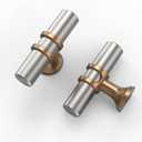 Asidrama 10 Pack Brushed Satin Nickel and Champagne Bronze Kitchen Cabinet Knobs Cabinet Hardware Zinc Knobs for Dresser Drawers (Single Hole Knob)
