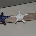 22" Wooden Rustic Starfish Nautical Coat Hook Bathroom Towel Hanger Hanging Plaque for Garden Indoor Outdoor Coat Rack Kitchen Coastal wall Decor