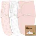 3-Pack Organic Baby Swaddle Sleep Sacks - Swaddles for Newborns, Infant 0-3 Months, Baby Girls, Boys, Soft & Snug Newborn Sleep Sack, Nursery Swaddling Blankets (ABC Land Rose) (One Size)