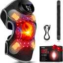 Upgraded PRO Red Light Therapy Knee Brace & 4 Vibration Massage - Rechargeable Controller, 660nm&850nm Red Light Therapy Heated Device for Knee/Elbow/Shoulder