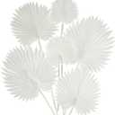 6 Pcs Pu Foam White Artificial Palm Leaves Faux Palm Tropical Leaves Fake Palm Fronds for DIY Wedding Bouquets Fake Leaves for Centerpieces Arrangements Bridal Shower Palm Leaf for Home Decor