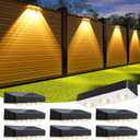 JOFIOS Solar Fence Lights Outdoor,1300mAh,Warm/Natural/Cool White,IP65 Waterproof,6 inch Fence Lights Solar Powered,Solar Lighting for Deck, Backyard, Railing(8Pack Black)