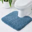 Disolla Toilet Mat 22x24 Blue - Non Slip Fluffy U-Shaped Contour Rug, Ultra-Soft Plush Toilet Floor Mat, Absorbent & Machine Washable