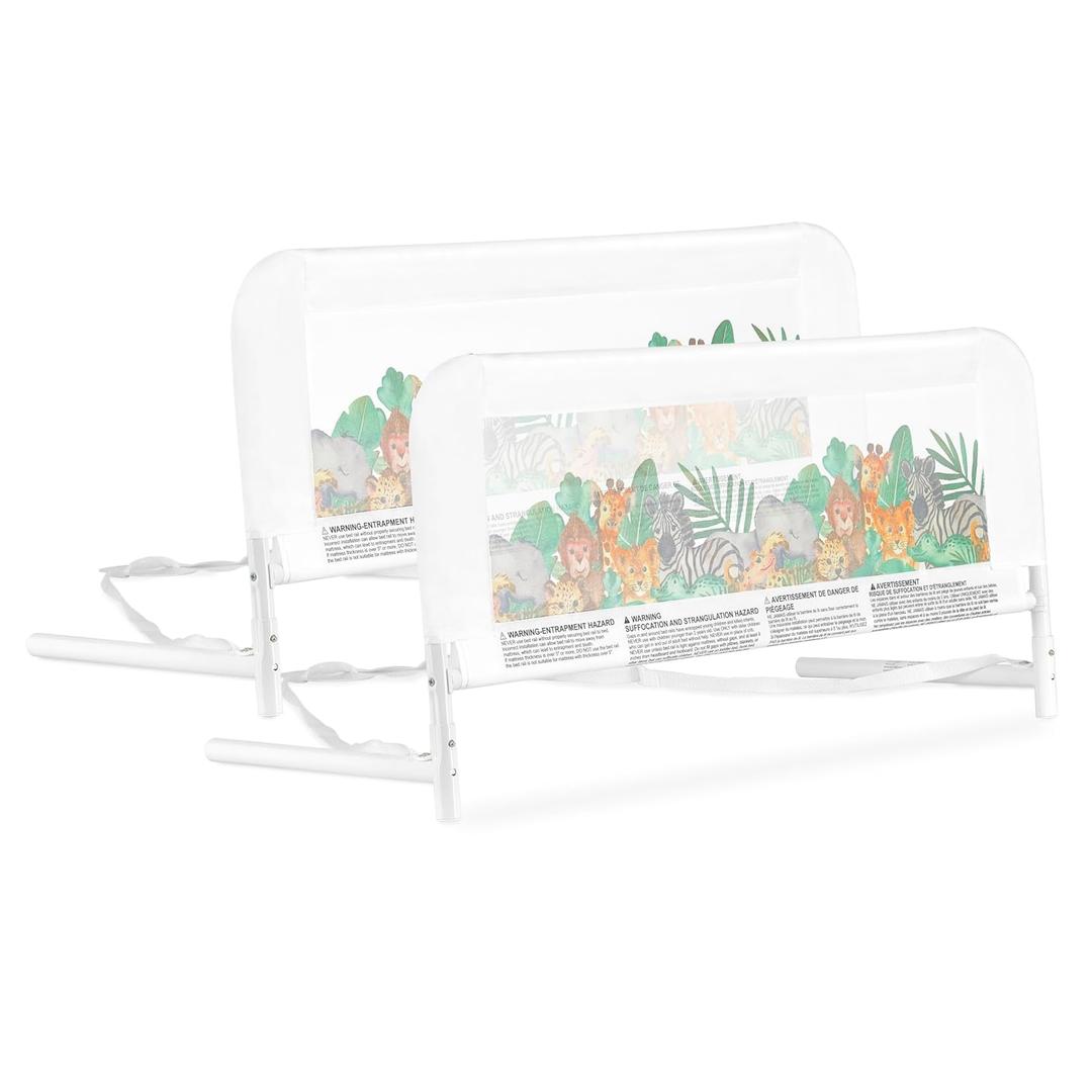 Dream On Me Lightweight Mesh Security Adjustable Bed Rail Double Pack with Breathable Mesh Fabric in Jungle Print, 2 Count (Pack of 1)
